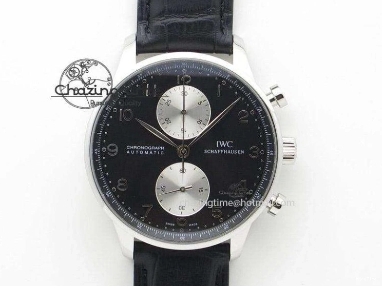 MIROTIME 1218 Efficient Portuguese Tourbillon IW5463 SS ZF Best Edition White Dial on Black Leather Strap 7170